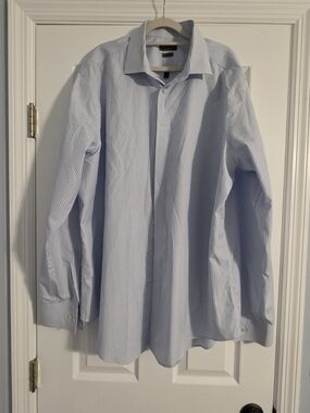 Calvin Klein Blue & White Pinstripe Dress Shirt, Big & Tall
